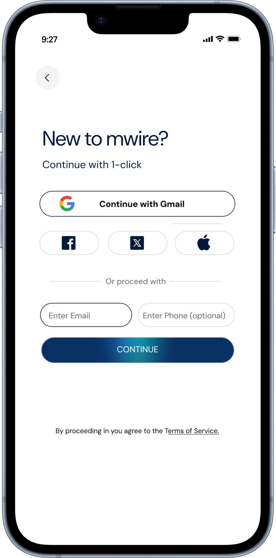 Sign in screen with social login options